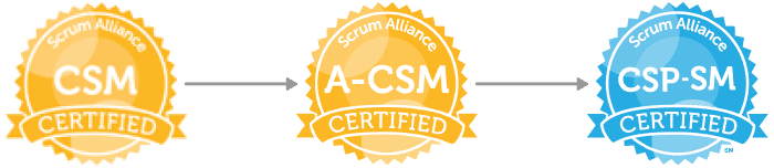 Die drei Certified Scrum Master Badges der Scrum Alliance